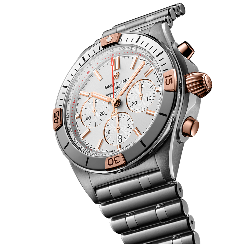 Breitling Chronomat B01 42 White Dial Silver Steel Strap Watch for Men - IB0134101G1A1
