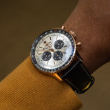 Shop Breitling Navitimer B01 Chronograph 46 Silver Dial Black Leather Strap Watch for Men - RB0137241G1P1 in USA