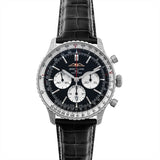 Shop Breitling Navitimer B01 Chronograph 46 Black Dial Black Leather Strap Watch for Men - AB0137211B1P1 in USA
