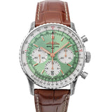 Shop Breitling Navitimer B01 Chronograph 41 Green Dial Brown Leather Strap Watch for Men - AB0139211L1P1 in USA