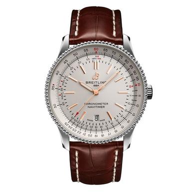 Shop Breitling Navitimer 1 Automatic 41mm White Dial Brown Leather Strap Mens Watch - A17326211G1P1 in USA