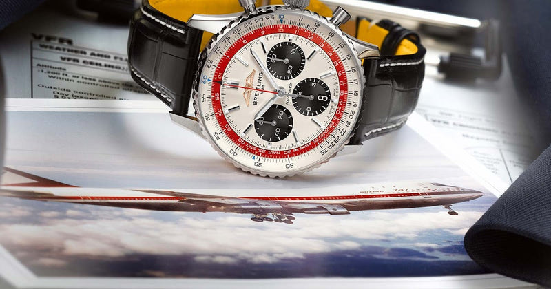 Shop Breitling Navitimer B01 Chronograph 43 Boeing 747 White Dial Black Leather Strap Watch for Men - AB01383B1G1P1 in USA
