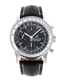 Breitling Navitimer 1 Chronograph 41mm Automatic Black Dial Black Leather Strap Mens Watch - A13324121B1P1