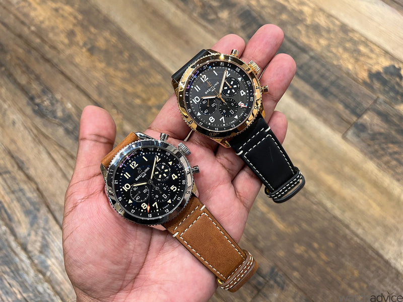 Breitling Super Avi B04 Chronograph GMT 46 P-51 Mustang Grey Dial Black Leather Strap Watch for Men - RB04451A1B1X1