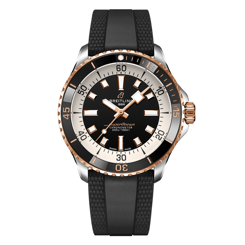 Breitling Superocean Automatic 42 Black Dial Black Rubber Strap Watch for Men - U17375211B1S1