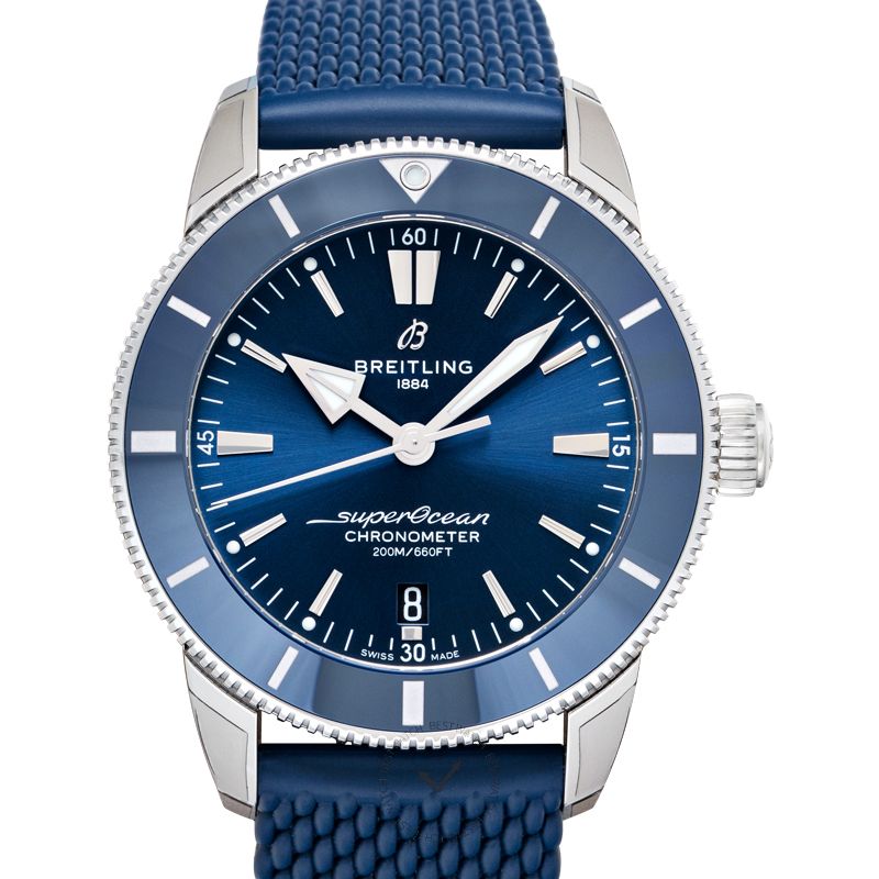 Shop Breitling Superocean Heritage II B20 44mm Blue Dial Blue Rubber Strap Mens Watch - AB2030161C1S1 in USA