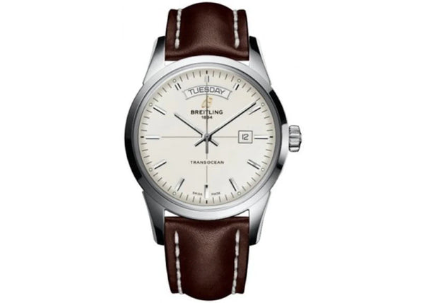 Shop Breitling Transocean Day & Date 43mm Brown Leather Strap Mens Watch - A4531012|G751|437X|A20B A.1 in USA