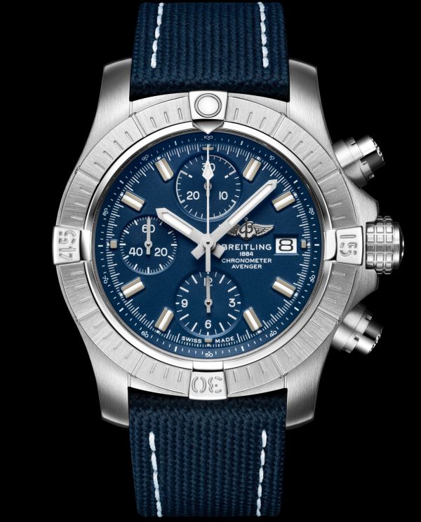 Shop Breitling Avenger Chronograph 43 Blue Dial Blue Nylon Strap Watch for Men - A13385101C1X1 in USA