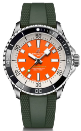 Breitling Superocean Automatic 42mm Kelly Slater Limited Edition Orange Dial Green Rubber Strap Watch for Men - A173751A101S1 Buy Now By Breitling