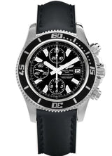 Shop Breitling Superocean Chronograph II 44mm Automatic Black Dial Black Leather Strap Mens Watch - A1334102/BA84 in USA
