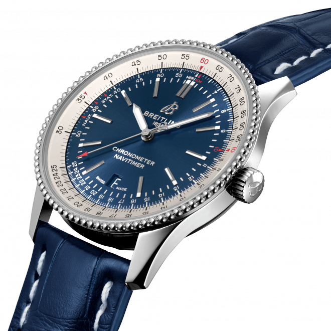 Shop Breitling Navitimer 1 Automatic 41mm Blue Dial Blue Leather Strap Mens Watch - A17326211C1P4 in USA