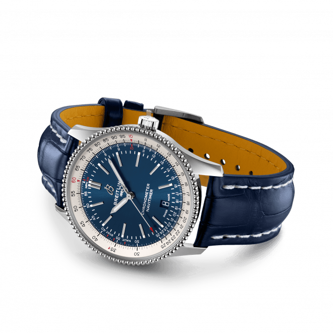 Shop Breitling Navitimer 1 Automatic 41mm Blue Dial Blue Leather Strap Mens Watch - A17326211C1P4 in USA