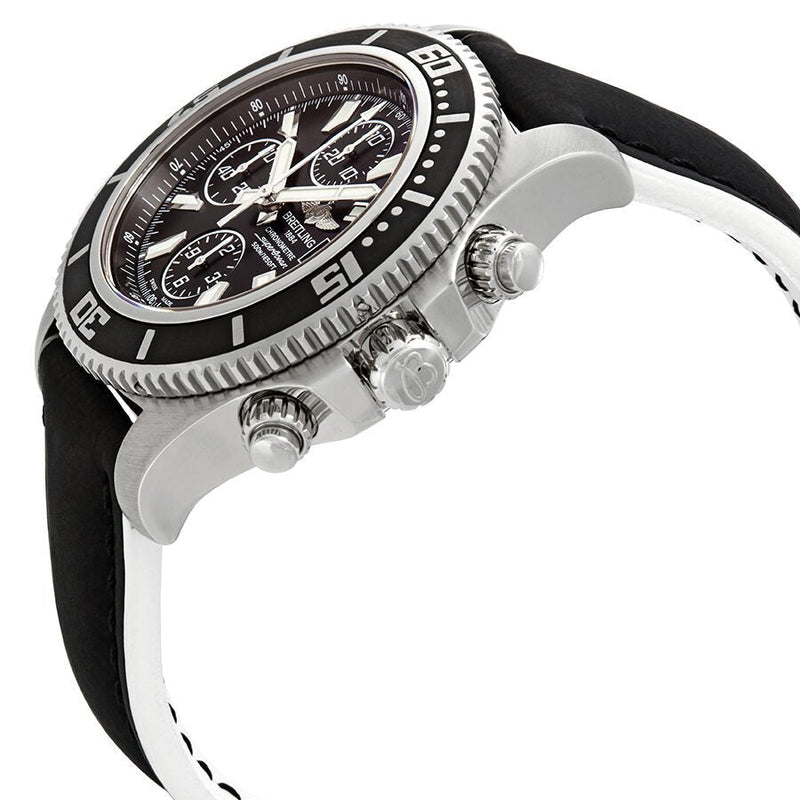 Shop Breitling Superocean Chronograph II 44mm Automatic Black Dial Black Leather Strap Mens Watch - A1334102/BA84 in USA