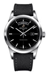 Shop Breitling Transocean Day & Date 43mm Black Dial Black Nylon Strap Mens Watch - A4531012/BB69/109W/A20 BA.1 in USA