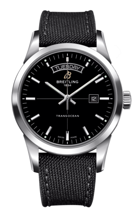 Shop Breitling Transocean Day & Date 43mm Black Dial Black Nylon Strap Mens Watch - A4531012/BB69/109W/A20 BA.1 in USA