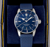 Shop Breitling Superocean Heritage II B20 44mm Blue Dial Blue Rubber Strap Mens Watch - AB2030161C1S1 in USA
