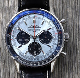 Shop Breitling Navitimer B01 Chronograph 43 Blue Dial Black Leather Strap Watch for Men - AB0138241C1P1 in USA