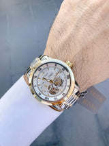 Bulova BVA Skeleton Silver Dial Two Tone Steel Strap Watch for Men - 98A230 Buy Now By Bulova