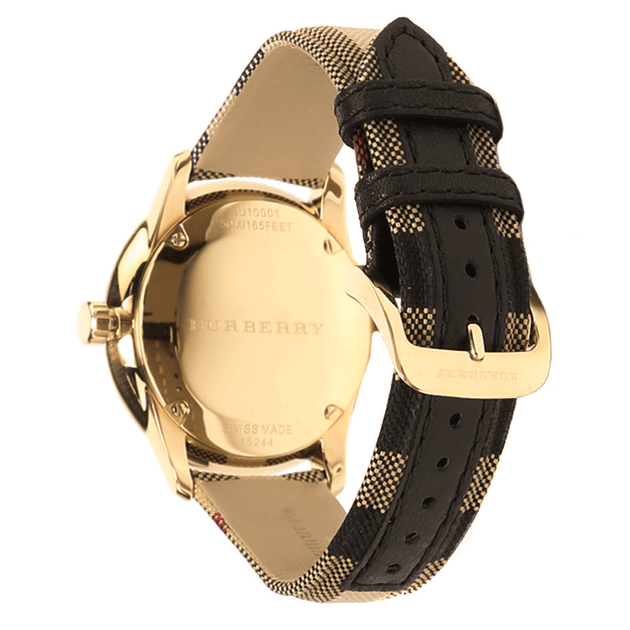 Shop Burberry The Classic Round Gold Dial Brown Leather Strap Unisex Watch - BU10001 in USA