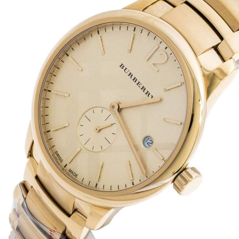 Shop Burberry The Classic Gold Dial Gold Steel Strap Watch for Men - BU10006 in USA