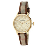 Shop Burberry The Classic Gold Dial Brown Leather Strap Watch for Women - BU10114 in USA