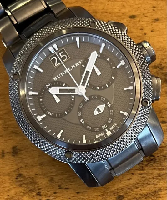 Shop Burberry Endurance Chronograph Quartz Black Dial Black Steel Strap Watch For Men - BU9801 in USA