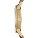Burberry The City Gold Dial Haymarket Brown Leather Strap Watch for Women - BU9026