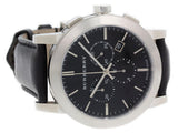 Burberry The City Chronograph Black Dial Black Leather Strap Watch for Men - BU9356 Buy Now By Burberry