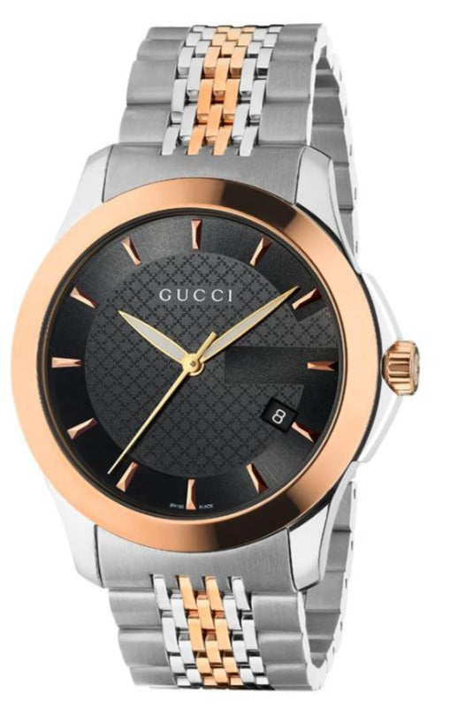 Shop Gucci G Timeless Black Dial Two Tone Steel Strap Watch For Men - YA126410 in USA
