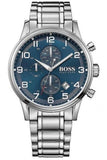 Hugo Boss Aeroliner Chronograph Blue Dial Silver Steel Strap Watch for Men - 1513183