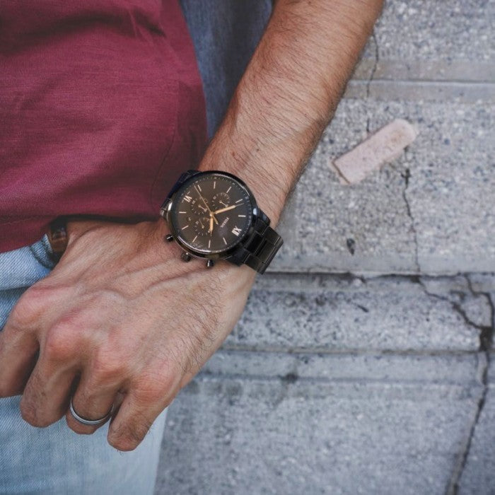 Fossil Neutra Chronograph Black Dial Black Steel Strap Watch for Men - FS5525 Buy Now By Fossil