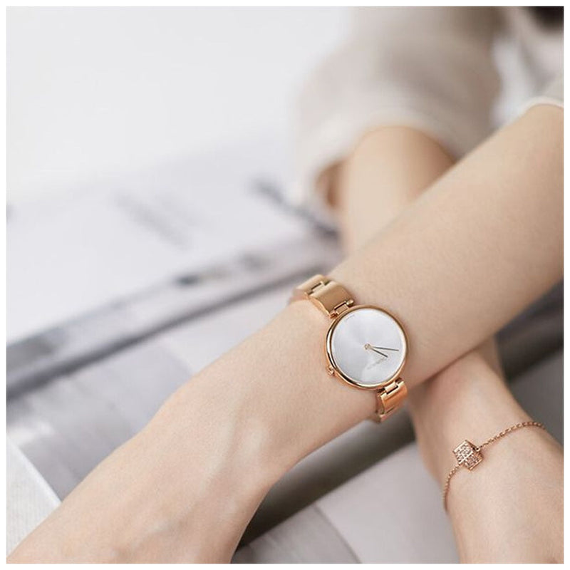 Shop Calvin Klein Wavy White Dial Rose Gold Steel Strap Watch for Women - K9U23646 in USA