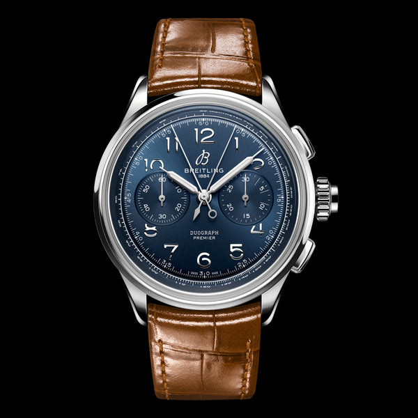 Breitling Premier B15 Duograph 42 Blue Dial Brown Leather Strap Watch for Men - AB1510171C1P1