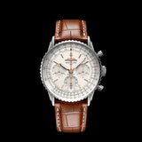 Shop Breitling Navitimer B01 Chronograph 41 White Dial Brown Leather Strap Watch for Men - AB0139211G1P1 in USA