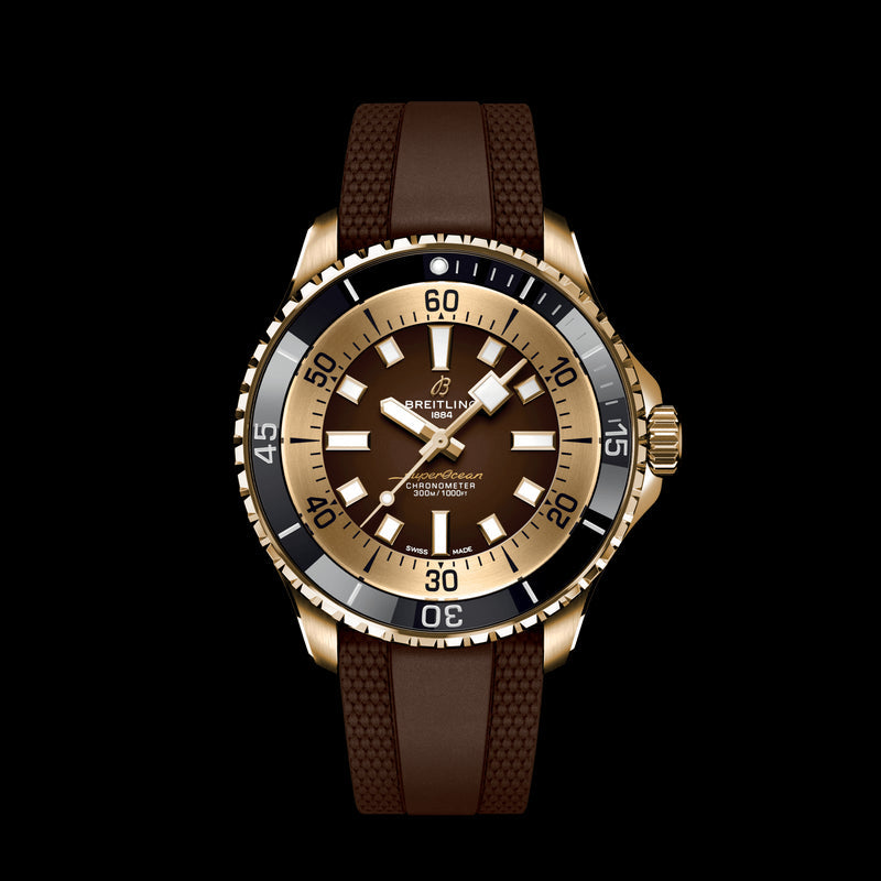 Breitling Superocean Automatic 44 Brown Dial Brown Rubber Strap Watch for Men - N17376201Q1S1