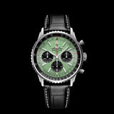 Shop Breitling Navitimer B01 Chronograph 43 Green Dial Black Leather Strap Watch for Men - AB0138241L1P1 in USA
