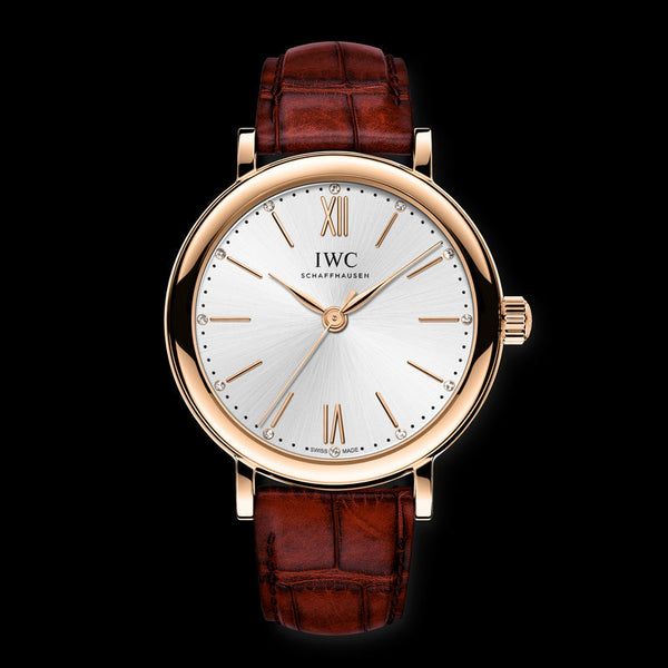 IWC Portofino Automatic Silver Dial Red Leather Strap Watch for Women - IW357401