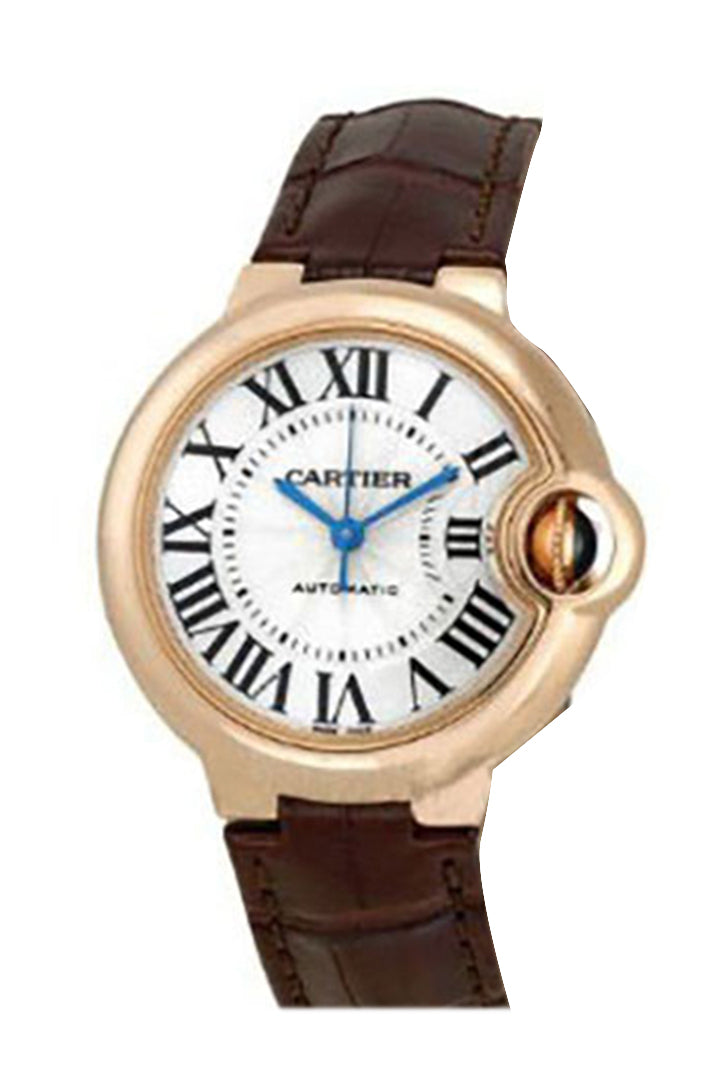 Shop Cartier Ballon Bleu De Cartier Silver Dial Brown Leather Strap Watch for Women - W6920097 in USA