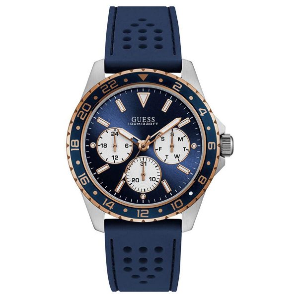 Shop Guess Odyssey Multifunction Blue Dial Blue Rubber Strap Watch For Men - W1108G4 in USA