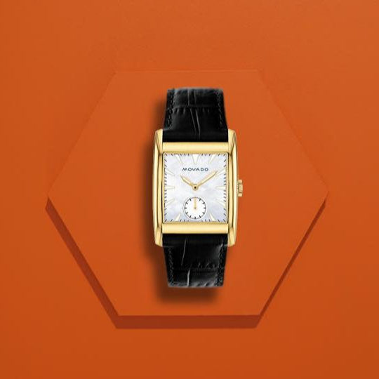 Movado Heritage Mother of Pearl White Dial Black Leather Strap Watch For Women - 3650050 Buy Now By Movado