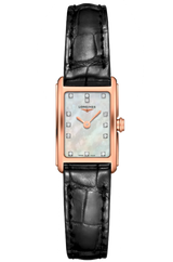 Longines Dolcevita Diamonds Mother of Pearl White Dial Black Leather Strap Watch for Women - L5.258.8.87.0 Buy Now By Longines