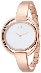 Calvin Klein Impetuos Silver Dial Rose Gold Steel Strap Watch for Women - K4F2N616