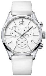 Calvin Klein Masculine Chronograph White Dial White Leather Strap Watch for Men - K2H27101 Buy Now By Calvin Klein