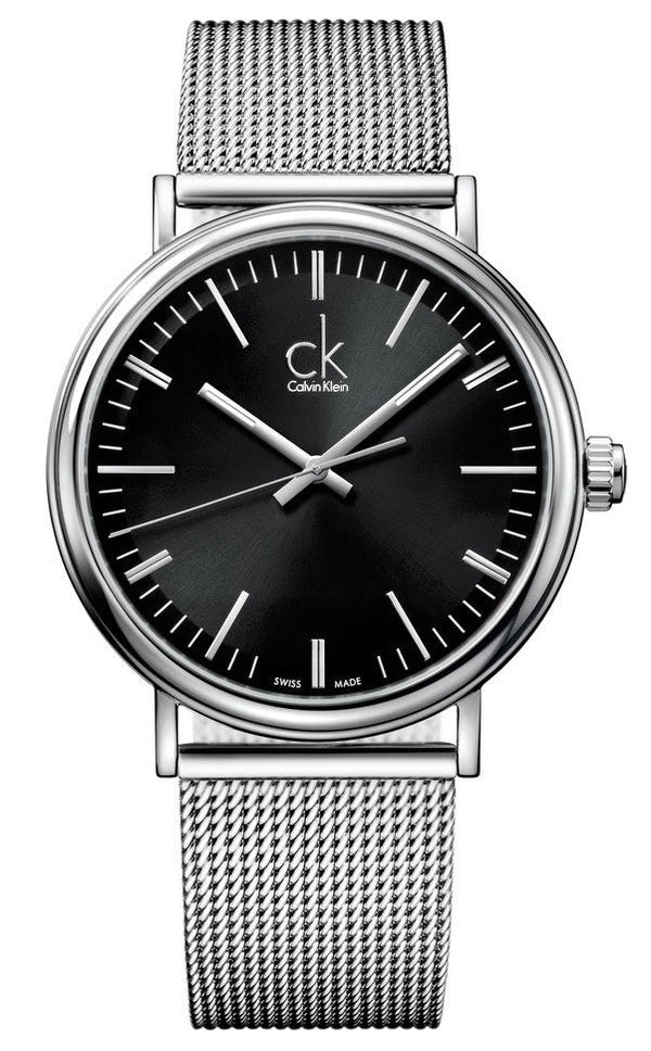 Calvin Klein Surround Black Dial Silver Mesh Bracelet Watch for Men - K3W21121 Buy Now By Calvin Klein