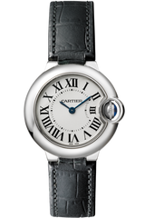 Shop Cartier Ballon Bleu Silver Dial Black Leather Strap Watch for Women - W69018Z4 in USA