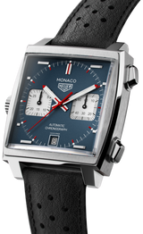 Tag Heuer Monaco Automatic Chronograph Blue Dial Black Leather Strap Watch for Men - CAW211P.FC6356 Buy Now By Tag Heuer