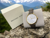 Michael Kors Addyson Three-Hand Silver Dial Brown Leather Strap Watch for Women - MK2945 Buy Now By Michael Kors