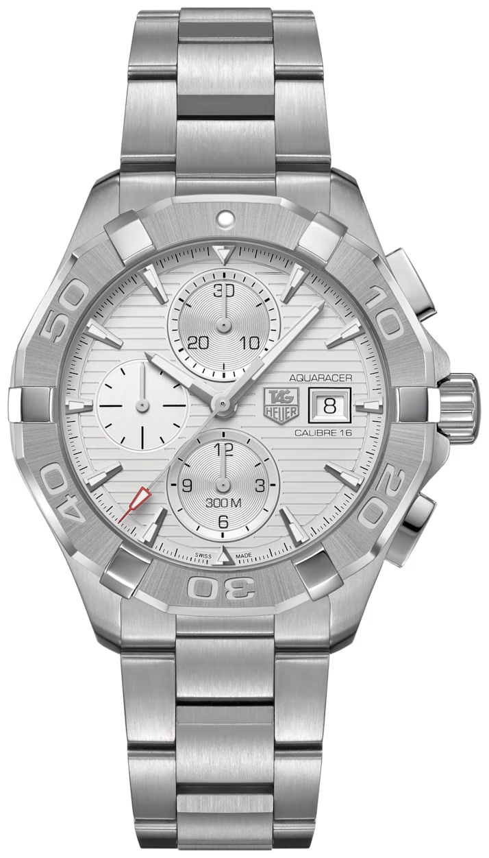 Tag Heuer Aquaracer Caliber 16 Automatic Chronograph White Dial Silver Steel Strap Watch for Men - CAY2111.BA0927 Buy Now By Tag Heuer