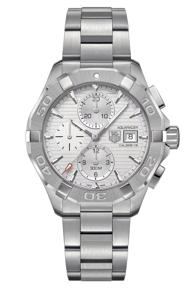 Tag Heuer Aquaracer Caliber 16 Automatic Chronograph White Dial Silver Steel Strap Watch for Men - CAY2111.BA0927 Buy Now By Tag Heuer
