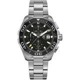 Shop Tag Heuer Aquaracer Calibre 16 Day-Date Black Dial Silver Steel Strap Watch for Men - CAY211A.BA0927 in USA